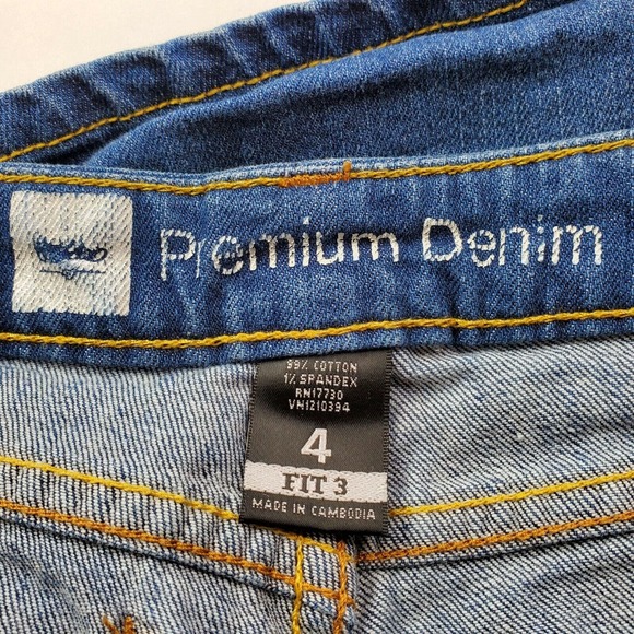 CC - Mossimo Denim Jean Summer Shorts Women 4 Blue Medium Wash Mid Rise Stretch - Picture 3 of 5